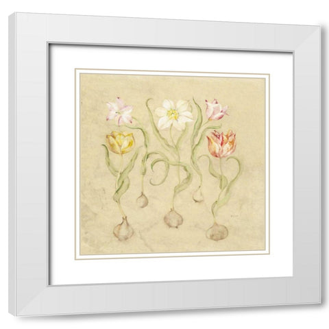 Dancing Bulbs I White Modern Wood Framed Art Print with Double Matting by Blum, Cheri