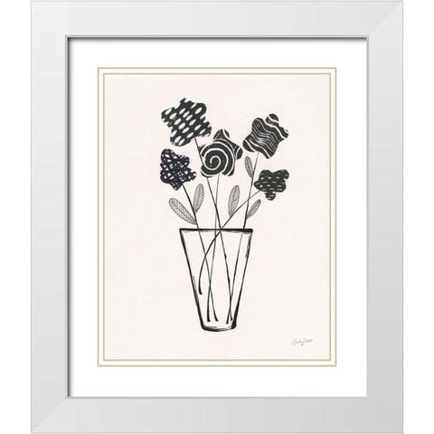 Modern Floral II White Modern Wood Framed Art Print with Double Matting by Prahl, Courtney