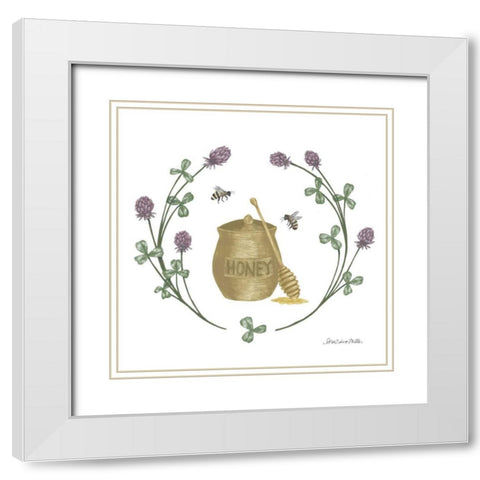 Happy to Bee Home IV Yellow White Modern Wood Framed Art Print with Double Matting by Miller, Sara Zieve