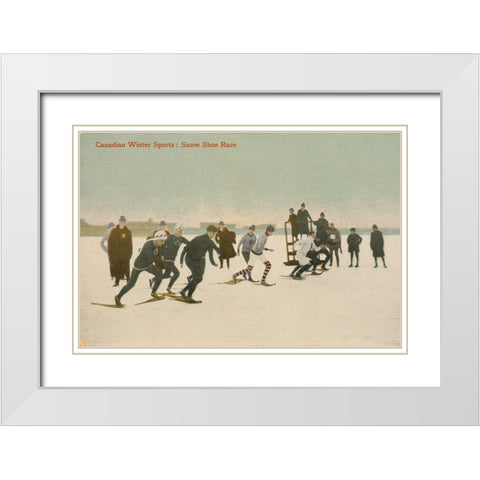 Snow Shoe Race White Modern Wood Framed Art Print with Double Matting by Wild Apple Portfolio