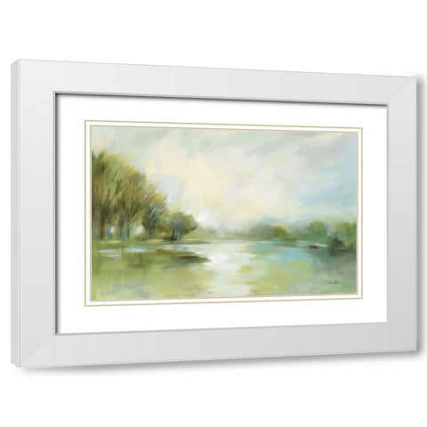 Lakeside Fog Sage White Modern Wood Framed Art Print with Double Matting by Vassileva, Silvia