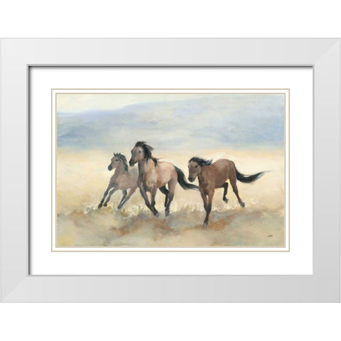 Wild Mustangs White Modern Wood Framed Art Print with Double Matting by Purinton, Julia