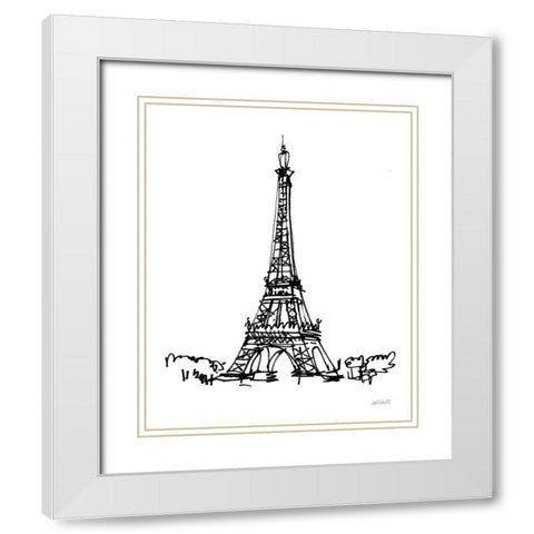 Eiffel Tower Sketch White Modern Wood Framed Art Print with Double Matting by Tavoletti, Anne