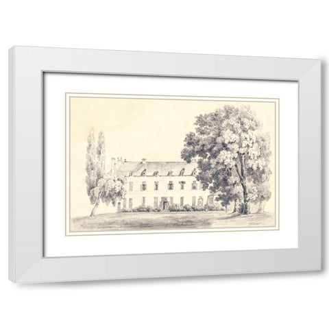 Country House Sketch White Modern Wood Framed Art Print with Double Matting by Wild Apple Portfolio