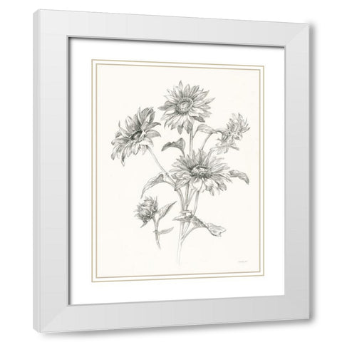 Farm Nostalgia Flowers I Dark Gray White Modern Wood Framed Art Print with Double Matting by Nai, Danhui