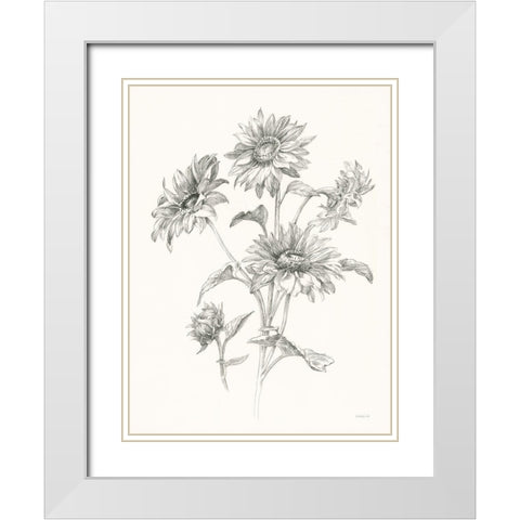Farm Nostalgia Flowers I Dark Gray White Modern Wood Framed Art Print with Double Matting by Nai, Danhui