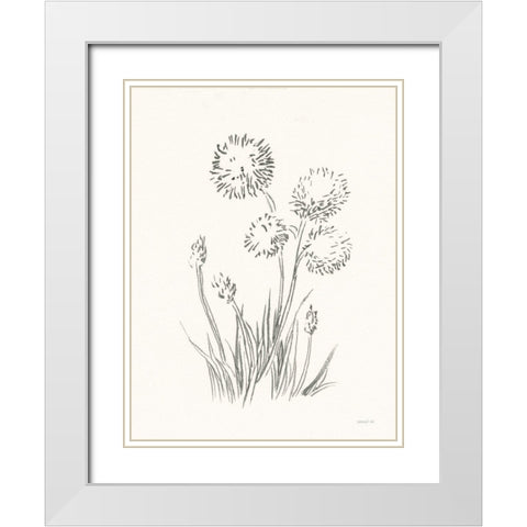 Farm Nostalgia Flowers II Dark Gray White Modern Wood Framed Art Print with Double Matting by Nai, Danhui