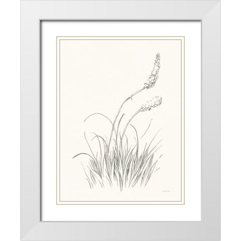 Farm Nostalgia Flowers IV Dark Gray White Modern Wood Framed Art Print with Double Matting by Nai, Danhui