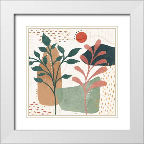 Abstract Blossom III White Modern Wood Framed Art Print with Double Matting by Charron, Veronique