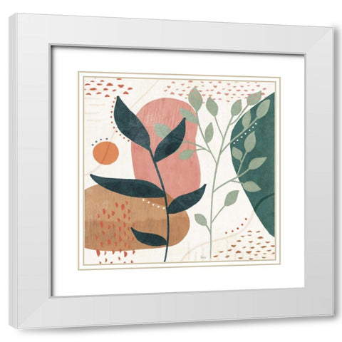 Abstract Blossom IV White Modern Wood Framed Art Print with Double Matting by Charron, Veronique