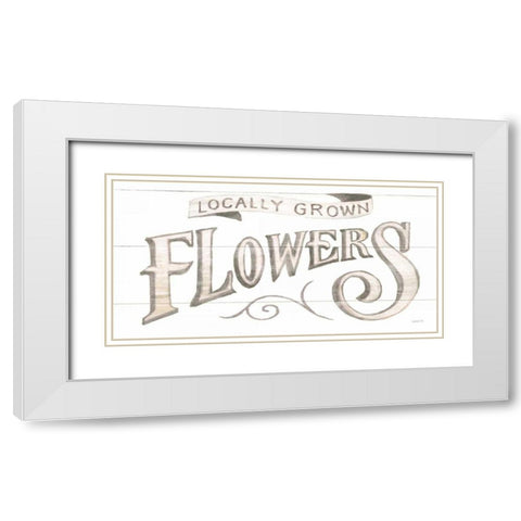 Homegrown Summer Sign IV White Modern Wood Framed Art Print with Double Matting by Nai, Danhui