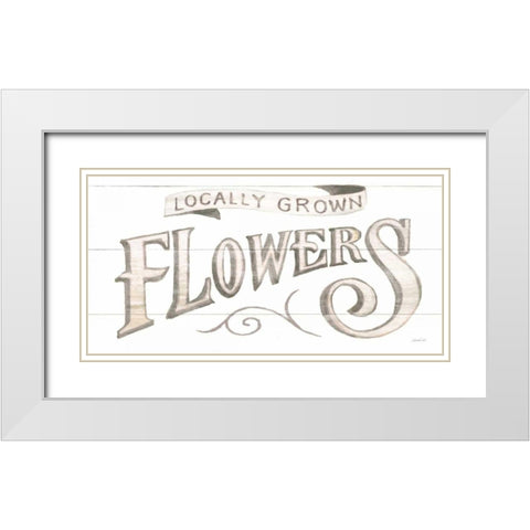 Homegrown Summer Sign IV White Modern Wood Framed Art Print with Double Matting by Nai, Danhui