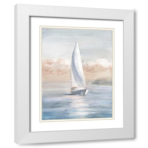 Full Sail II White Modern Wood Framed Art Print with Double Matting by Nai, Danhui