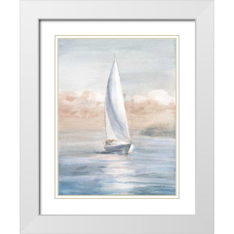 Full Sail II White Modern Wood Framed Art Print with Double Matting by Nai, Danhui