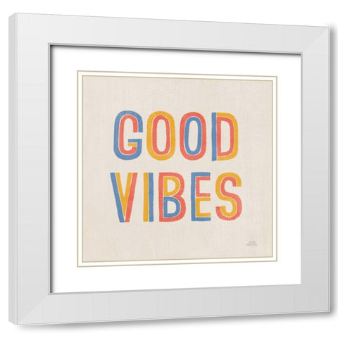 Retro Words I Hippiecurian White Modern Wood Framed Art Print with Double Matting by Marshall, Laura
