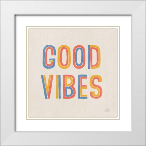 Retro Words I Hippiecurian White Modern Wood Framed Art Print with Double Matting by Marshall, Laura