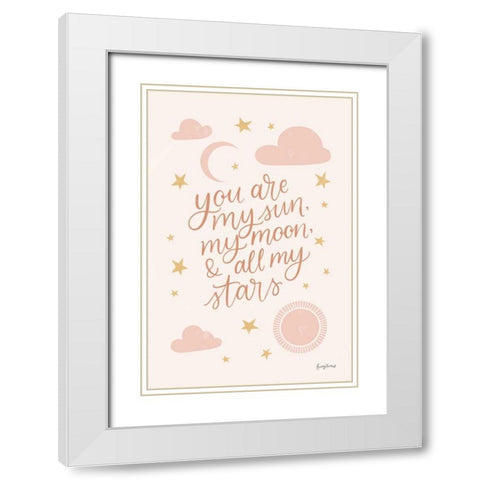 Pink Celestial Boho I White Modern Wood Framed Art Print with Double Matting by Thorns, Becky