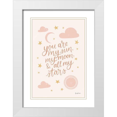 Pink Celestial Boho I White Modern Wood Framed Art Print with Double Matting by Thorns, Becky