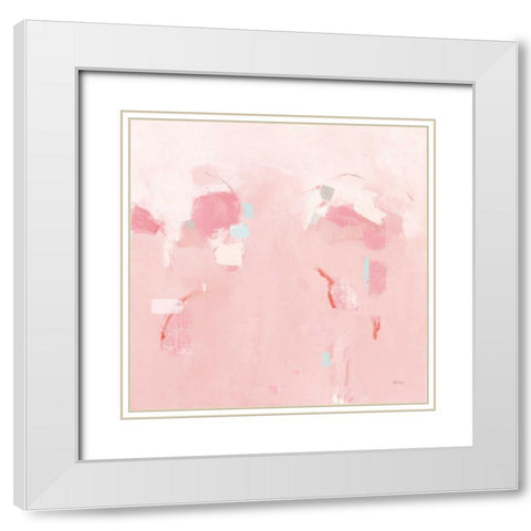 Splash Pink White Modern Wood Framed Art Print with Double Matting by Adams, Phyllis