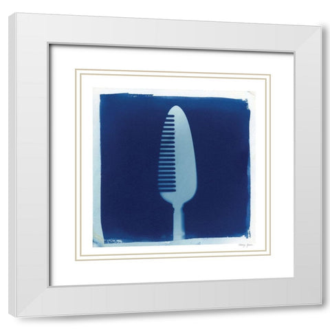 Cyanotype Kitchen I White Modern Wood Framed Art Print with Double Matting by Green, Nancy