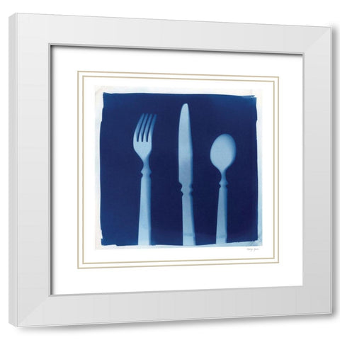 Cyanotype Kitchen VIII White Modern Wood Framed Art Print with Double Matting by Green, Nancy