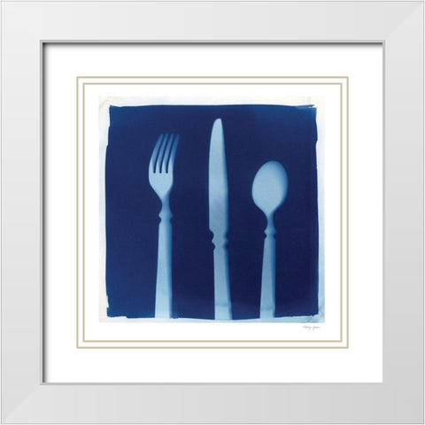 Cyanotype Kitchen VIII White Modern Wood Framed Art Print with Double Matting by Green, Nancy