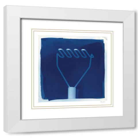 Cyanotype Kitchen IX White Modern Wood Framed Art Print with Double Matting by Green, Nancy