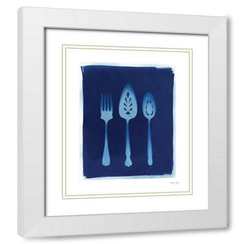 Cyanotype Kitchen X White Modern Wood Framed Art Print with Double Matting by Green, Nancy