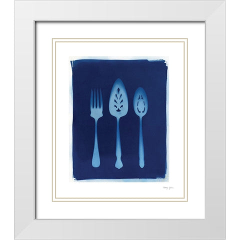 Cyanotype Kitchen X White Modern Wood Framed Art Print with Double Matting by Green, Nancy