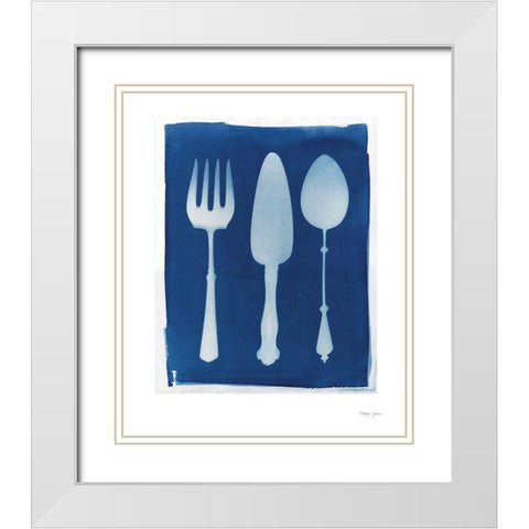 Cyanotype Kitchen XI White Modern Wood Framed Art Print with Double Matting by Green, Nancy