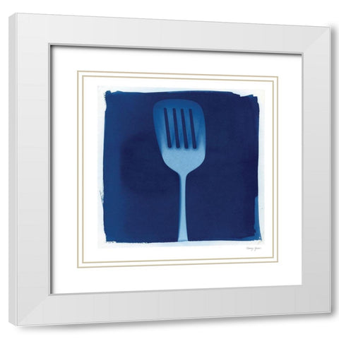 Cyanotype Kitchen XII White Modern Wood Framed Art Print with Double Matting by Green, Nancy