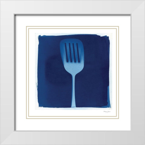 Cyanotype Kitchen XII White Modern Wood Framed Art Print with Double Matting by Green, Nancy