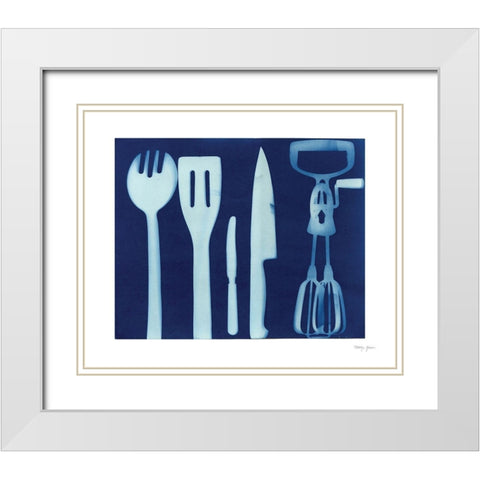 Cyanotype Kitchen XVI White Modern Wood Framed Art Print with Double Matting by Green, Nancy
