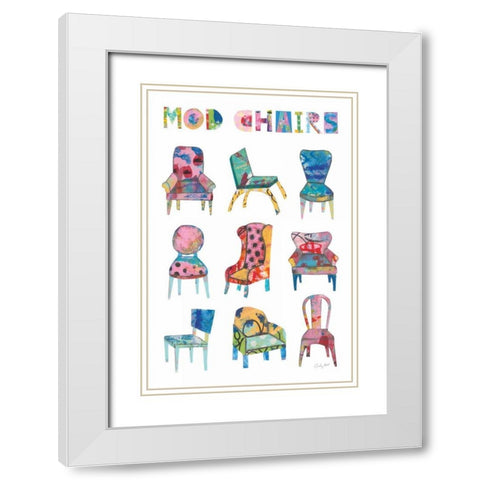 Mod Chairs Nine Up White Modern Wood Framed Art Print with Double Matting by Prahl, Courtney