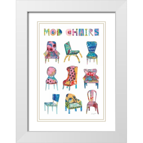 Mod Chairs Nine Up White Modern Wood Framed Art Print with Double Matting by Prahl, Courtney