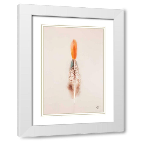 Floating Feathers I White Modern Wood Framed Art Print with Double Matting by Larson, Nathan