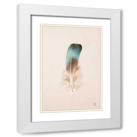Floating Feathers IV White Modern Wood Framed Art Print with Double Matting by Larson, Nathan
