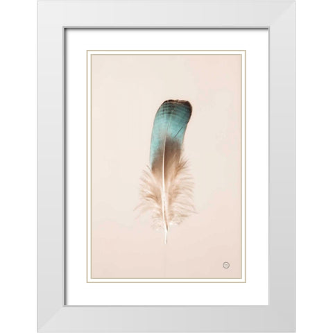 Floating Feathers IV White Modern Wood Framed Art Print with Double Matting by Larson, Nathan