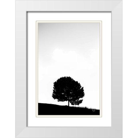 Lone Tree Hill White Modern Wood Framed Art Print with Double Matting by Larson, Nathan