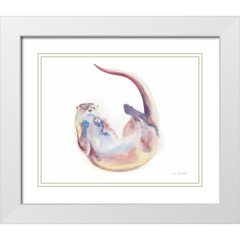 Swimming Otter II White Modern Wood Framed Art Print with Double Matting by Valle, Aimee Del