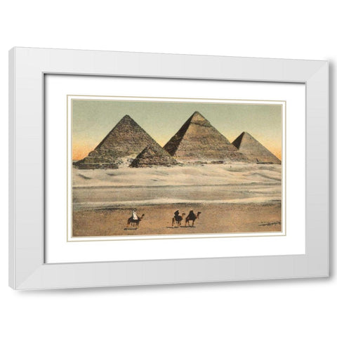 Cairo Pyramids White Modern Wood Framed Art Print with Double Matting by Wild Apple Portfolio