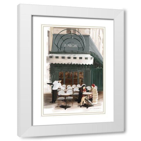 Paris Bistro White Modern Wood Framed Art Print with Double Matting by Escalante, Omar