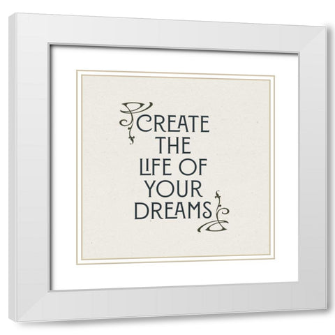 Nouveau Words I White Modern Wood Framed Art Print with Double Matting by Wild Apple Portfolio