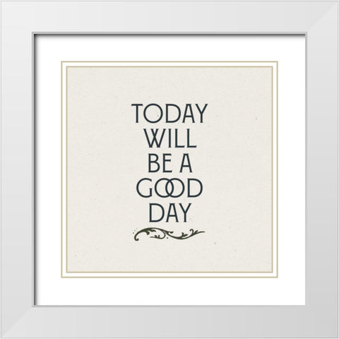 Nouveau Words II White Modern Wood Framed Art Print with Double Matting by Wild Apple Portfolio