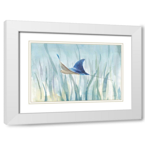 Undersea Ray White Modern Wood Framed Art Print with Double Matting by Nai, Danhui