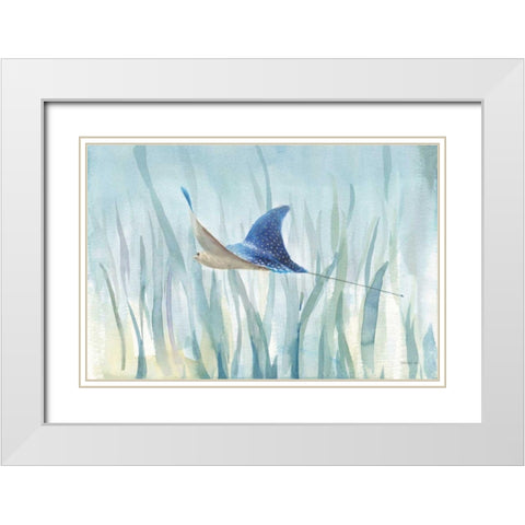 Undersea Ray White Modern Wood Framed Art Print with Double Matting by Nai, Danhui