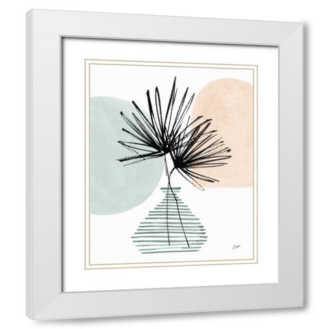 Fan Leaves Still Life Soft Coral White Modern Wood Framed Art Print with Double Matting by Panganiban, Karyn
