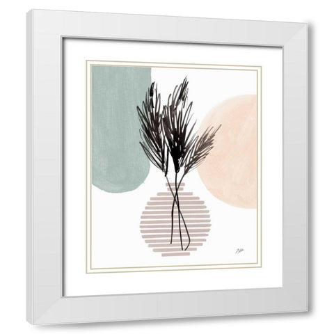 Pampas Stem Still Life Soft Coral White Modern Wood Framed Art Print with Double Matting by Panganiban, Karyn