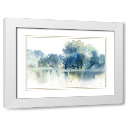Blue Pond Reflections White Modern Wood Framed Art Print with Double Matting by Pete, Katrina