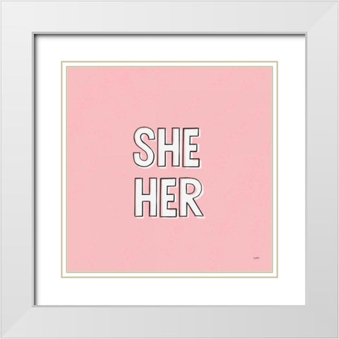 Pronoun I White Modern Wood Framed Art Print with Double Matting by York, Leah